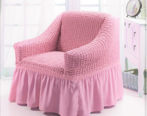 Чехол на кресло с оборкой (Розовый)