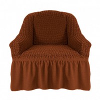 Чехол на кресло с оборкой (Темно-коричневый)