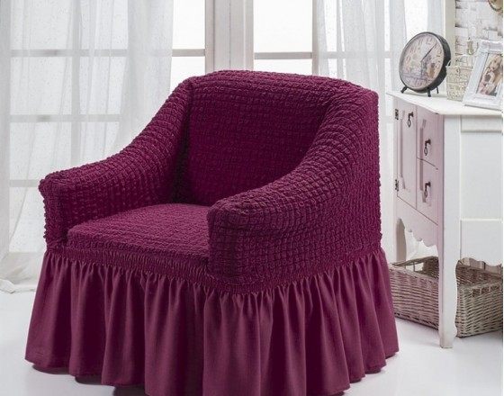 Чехол на кресло с оборкой (Фиолетовый)