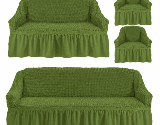 Чехол на 3-х местный диван, 2-х местный диван и 2 кресла Зеленый 4X-04