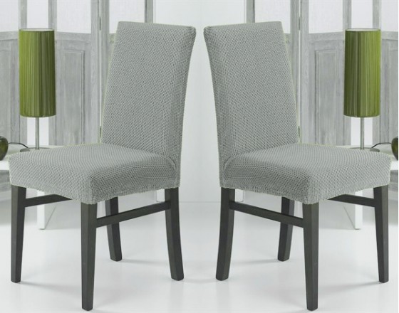 Чехлы на стулья со спинкой без оборки комплект: 6 шт. VIP цвет: серый