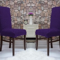 Чехлы на стулья со спинкой без юбки комплект 6 шт. фиолетовый 