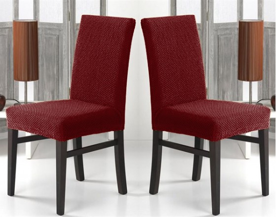 Чехлы на стулья со спинкой без оборки комплект: 6 шт. VIP цвет: бордовый