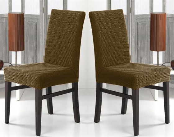 Чехлы на стулья со спинкой без оборки комплект: 6 шт. VIP цвет: коричневый
