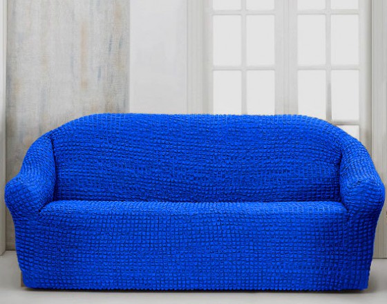Чехол на четырехместный диван без оборки синий