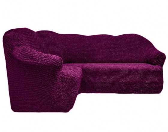 Чехол на угловой диван без оборки фиолетовый FT-5066