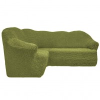 Чехол на угловой диван без оборки оливковый FT-5065