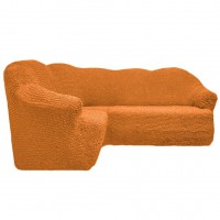 Чехол на угловой диван без оборки рыже коричневый FT-5053