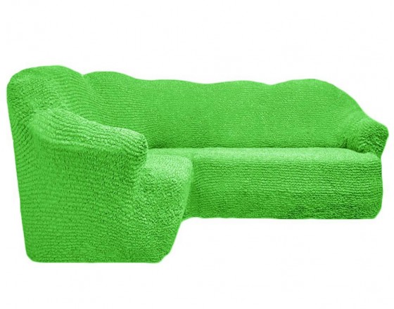 Чехол на угловой диван без оборки салатовый FT-5067