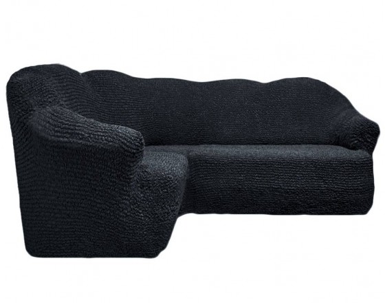 Чехол на угловой диван без оборки темно серый FT-5060