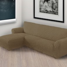 Чехол на угловой диван с левым выступом кофе L-002