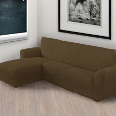 Чехол на угловой диван с левым выступом коричневый L-001