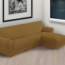 Чехол на угловой диван с правым выступом рыже коричневый P-003