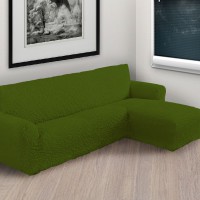 Чехол на угловой диван с правым выступом зеленый P-006