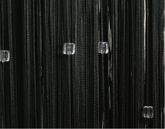 Нитяные шторы однотонные с камешками черный TT-724