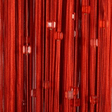 Нитяные шторы однотонные с камешками красный TT-709