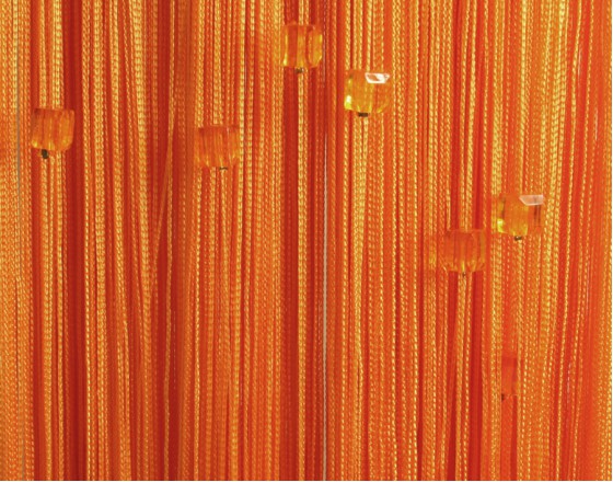 Нитяные шторы однотонные с камешками оранжевая TT-711
