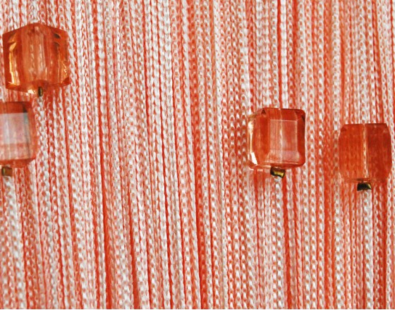 Нитяные шторы однотонные с камешками персиковый TT-712