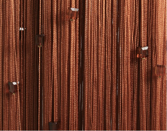 Нитяные шторы однотонные с камешками светло-коричневый TT-716
