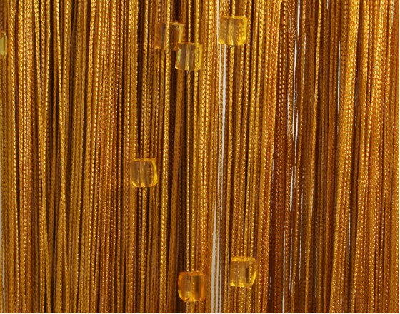 Нитяные шторы однотонные с камешками золото TT-708