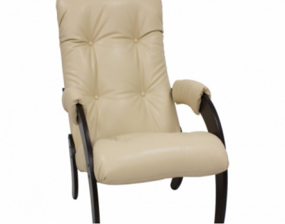 Кресло для отдыха модель 61 каркас Венге экокожа Polaris Beig