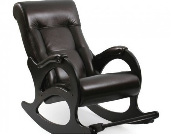Кресло-качалка с подножкой модель 44 каркас Венге экокожа Орегон перламутр-120 без лозы