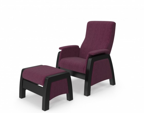 Кресло глайдер с пуфиком модель 101 каркас Венге ткань Falcone Purple ﻿