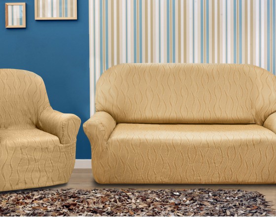 Комплект чехлов на диван трехместный и два кресла. Тоскана Беж  