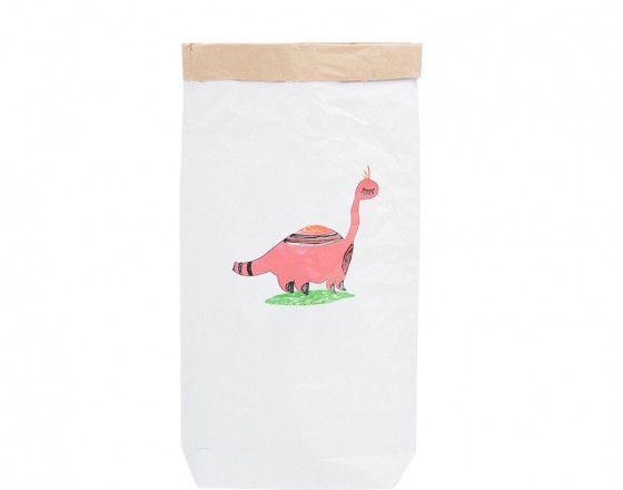 Эко-мешок для игрушек из крафт бумаги Бронтозавр Маша
